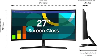 Samsung 27" Essential S3 (S36GD) Series FHD 1800R Curved Computer Monitor | 100Hz, Game Mode, Advanced Eye Comfort, HDMI and D-sub Ports (LS27D366GANXZA)