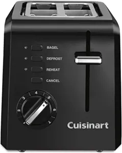 Cuisinart Compact Toaster, 7 Shade Settings, 2-Slice Capacity, Black
